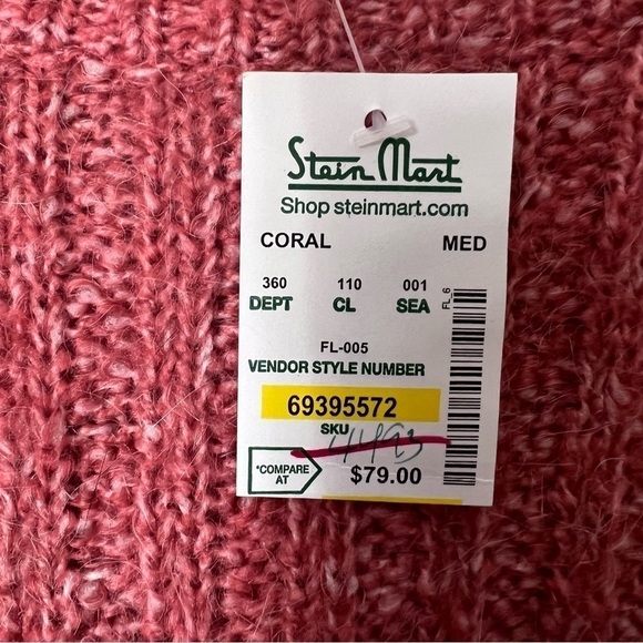 Flick Slub Ribbed Fuzzy Soft Bell Sleeve Coral Sweater M NEW - Picture 14 of 14